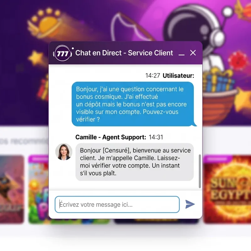Conversation en direct avec le support francophone de Jackpot Bob Casino avec temps de réponse inférieur à cinq minutes